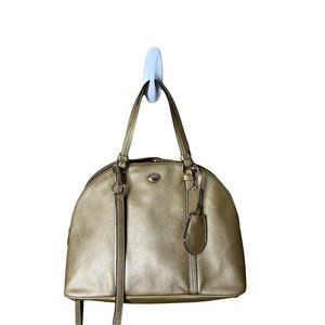 Coach gold leather dome designer handbag cross body purse